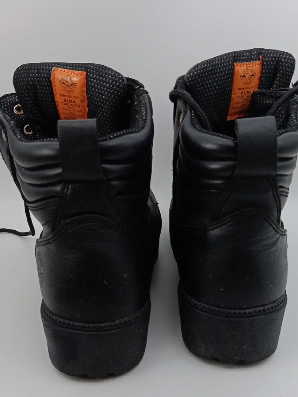 Men's Black Lace-Up Work Boots with Side Zipper SIZE 9
